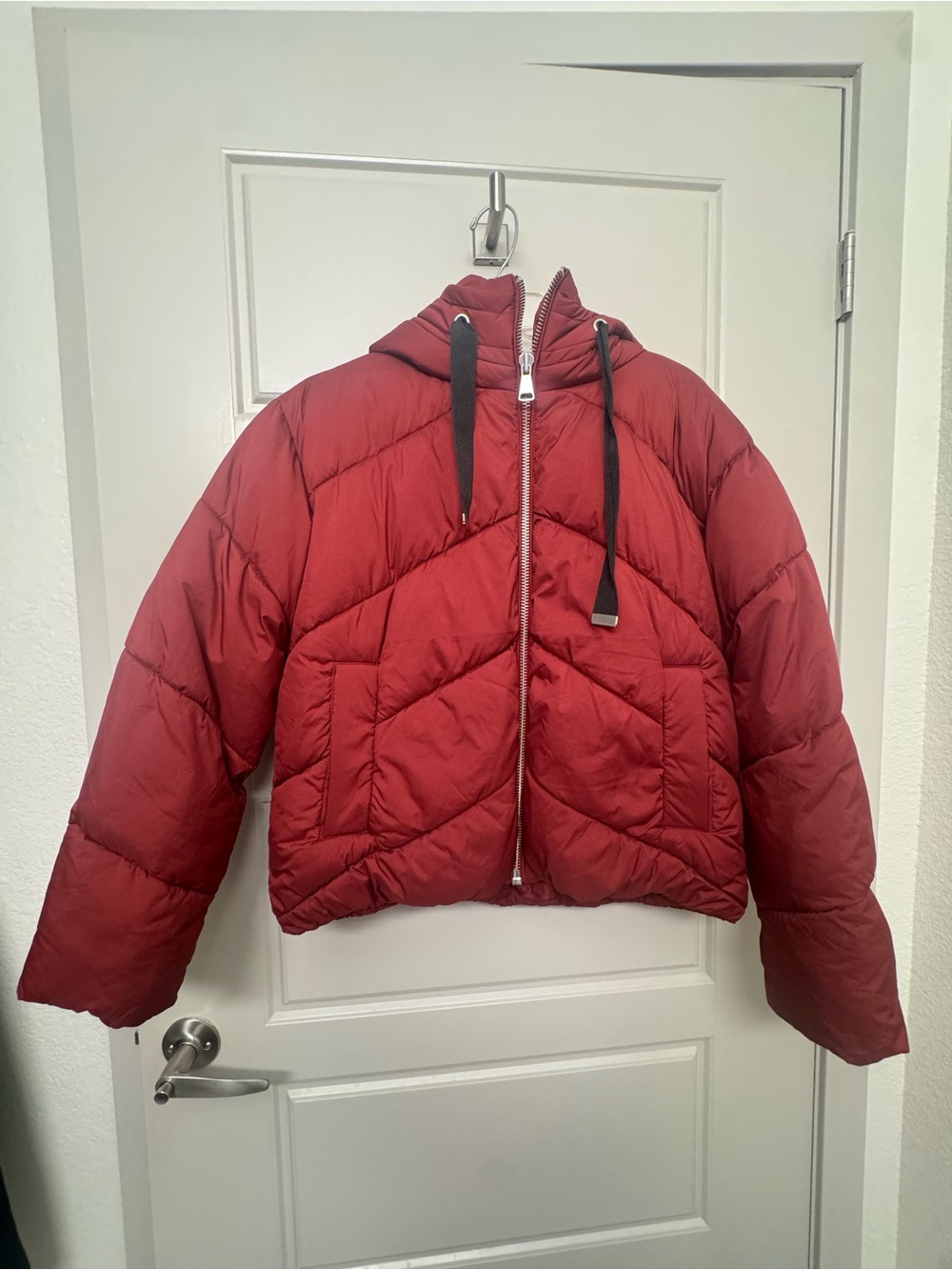 Nordstrom Red Hooded Quilted Puffer Jacket